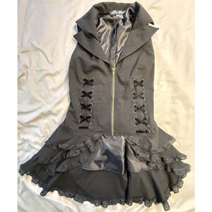 Spin Doctors Hot Topic Goth Vest Black Lace Ruffle Punk Horror Corset Size S